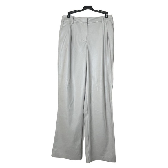 NEW House of Harlow Gray Vegan Leather Straight Leg Pants US 8 - Picture 1 of 6